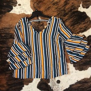 Striped bell sleeve top